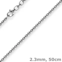 2,3mm Kette Collier Rundankerkette aus 585 Gold Weißgold, 50cm Unisex