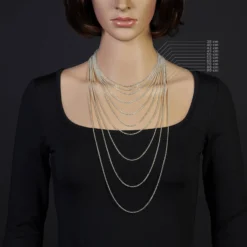 2,3mm Kette Collier Rundankerkette aus 585 Gold Weißgold, 50cm Unisex