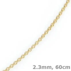 2,3mm Kette Collier Rundankerkette aus 750 Gold Gelbgold, 60cm Unisex