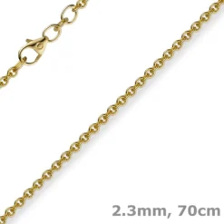 2,3mm Kette Collier Rundankerkette aus 585 Gold Gelbgold, 70cm Unisex