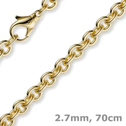 2,7mm Kette Collier Rundankerkette aus 585 Gold Gelbgold, 70cm Unisex