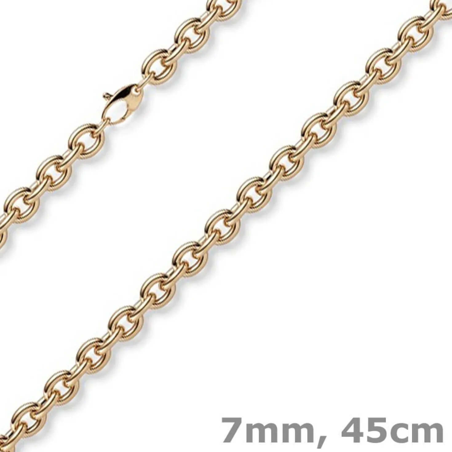 7mm Kette Collier Rundankerkette aus 585 Gold Rotgold 45cm