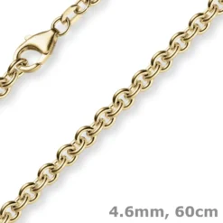 4,6mm Kette Collier Rundankerkette aus 585 Gold Gelbgold, 60cm Unisex