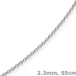 2,3mm Kette Collier Rundankerkette aus 750 Gold Weißgold massiv, 55cm