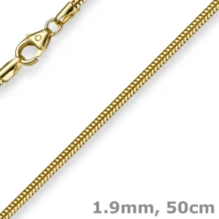 1,9mm Kette Collier Schlangenkette aus 585 Gold Gelbgold, 50cm, Damen