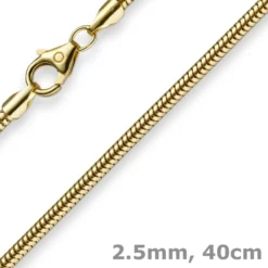 2,5mm Kette Collier Schlangenkette aus 585 Gold Gelbgold, 40cm, Damen