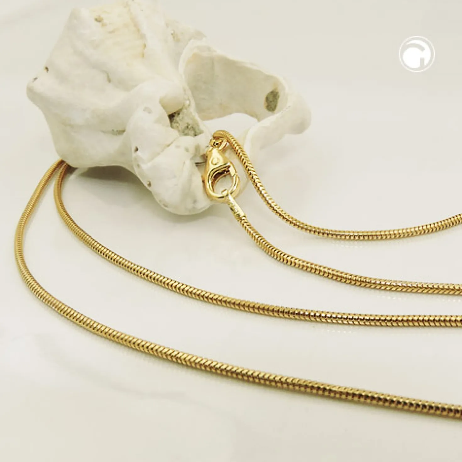 1,2mm Kette Collier Schlangenkette Halsschmuck, rund, 585 Gold Gelbgold, 50cm