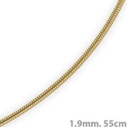1,9mm Kette Collier Schlangenkette aus 585 Gold Gelbgold, 55cm, Damen