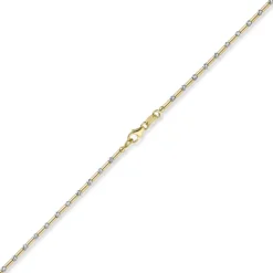 1,9mm Kette Collier Stäbchen-Kugel diamantiert 585 Gold gelb/weiß bicolor 50cm