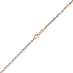 1,9mm Kette Collier Stäbchen-Kugel diamantiert 585 Gold weiß/rot bicolor 50cm