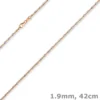 1,9mm Kette Collier Stäbchen-Kugel diamantiert 585 Gold weiß/rot bicolor 42cm