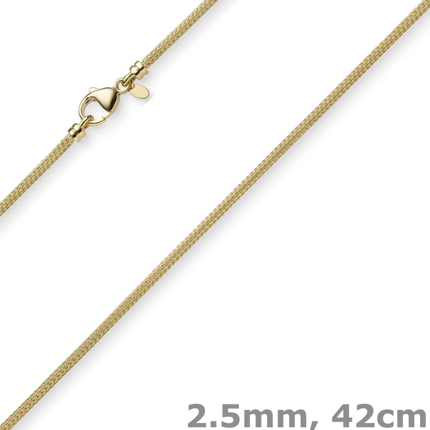 2,5mm Kette Collier Strickkette Halsschmuck aus 585 Gold Gelbgold, rund, 42cm