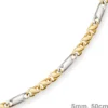 5mm Kette Collier Tigeraugekette, 585 Gold Weißgold & Gelbgold, 50cm