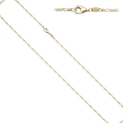 1,7mm Kette Figarokette aus 585 Gold Gelbgold diamantiert Halsschmuck, 45cm