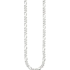 5,3mm Kette Figarokette aus 925 Silber rhodiniert diamantiert Halsschmuck, 50cm