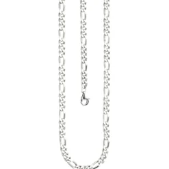 5,3mm Kette Figarokette aus 925 Silber rhodiniert diamantiert Halsschmuck, 60cm