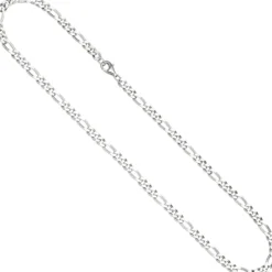 5,3mm Kette Figarokette aus 925 Silber rhodiniert diamantiert Halsschmuck, 60cm