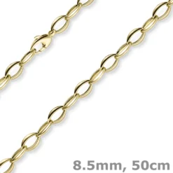 8,5mm Kette Halskette Collier Spitzoval aus 585 Gold Gelbgold 50cm