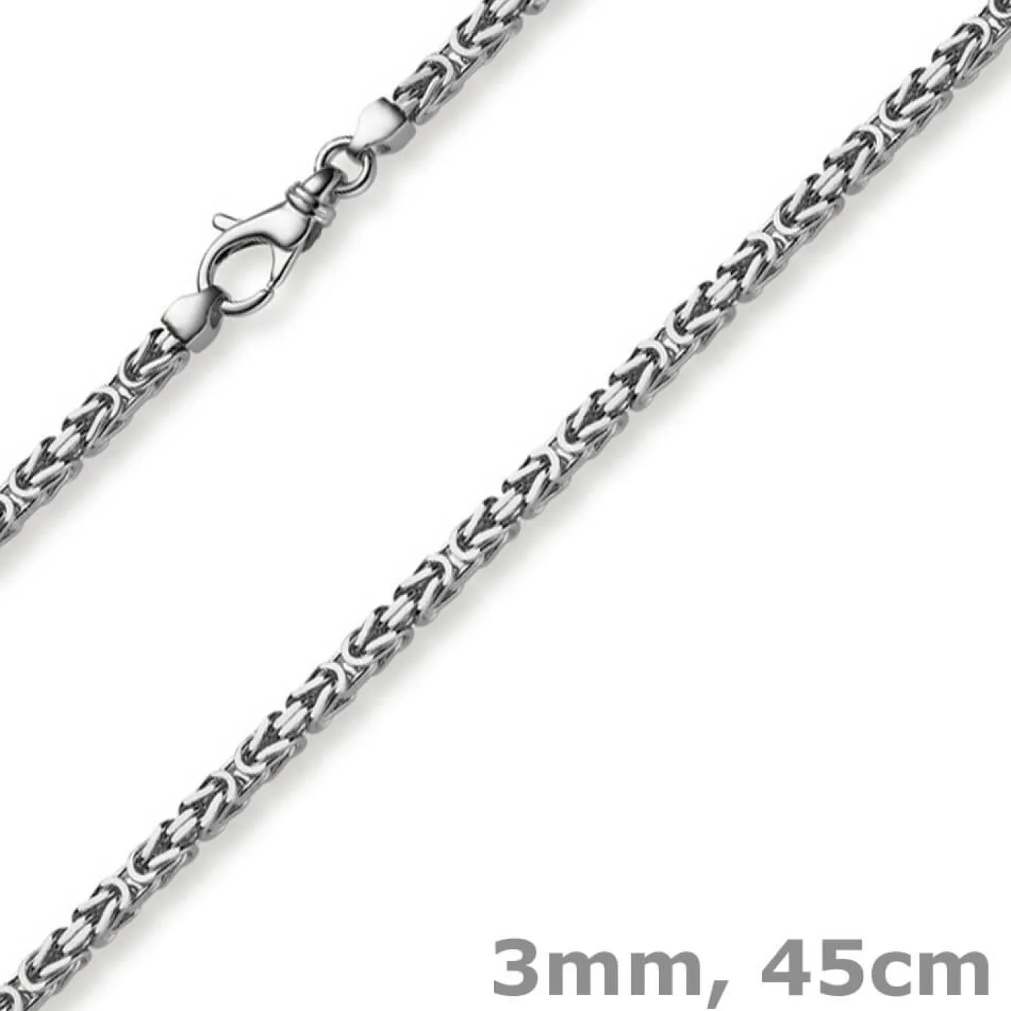 3mm Kette Halskette Königskette aus 750 Gold Weißgold massiv 45cm