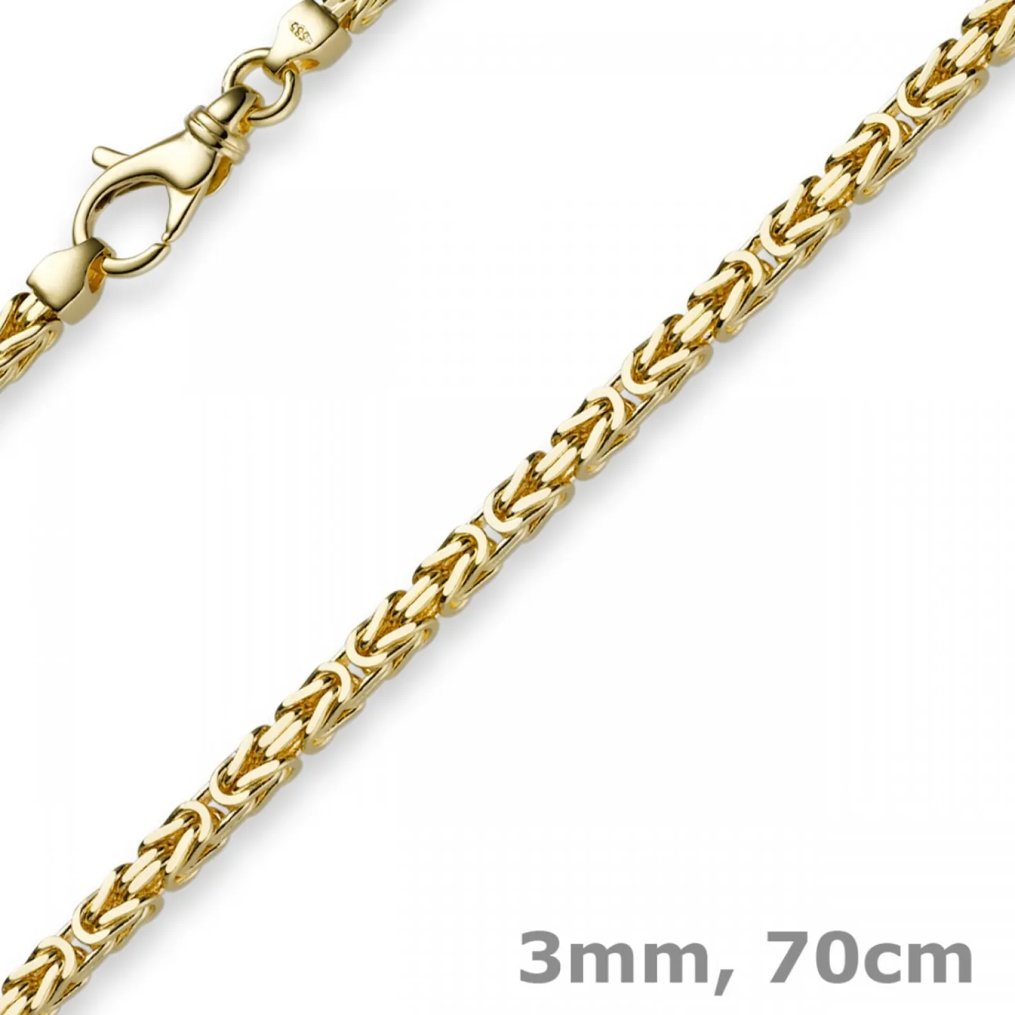 3mm Kette Halskette Königskette aus 585 Gold Gelbgold, 70cm
