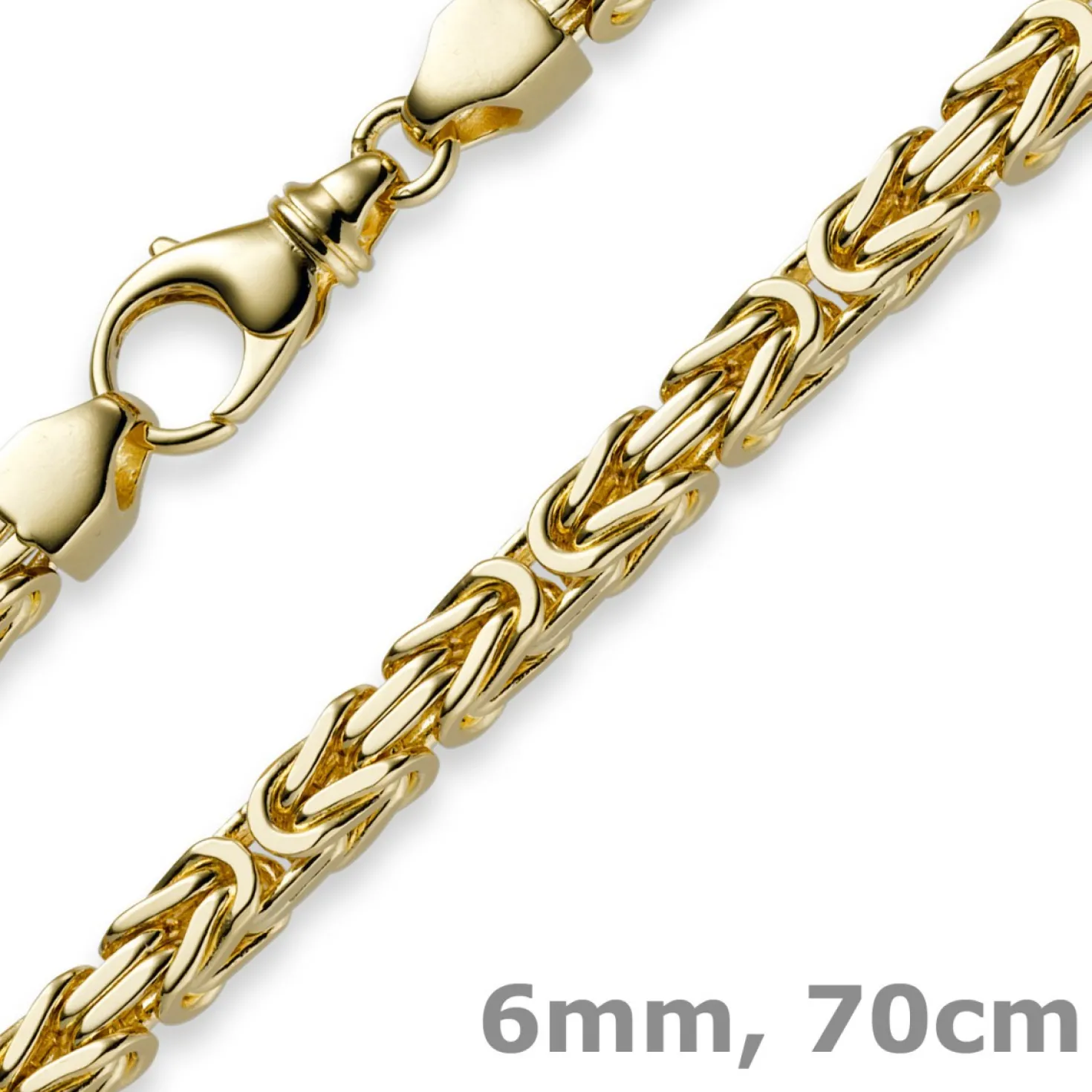 6mm Kette Halskette Königskette aus 585 Gold Gelbgold, 70cm, Herren