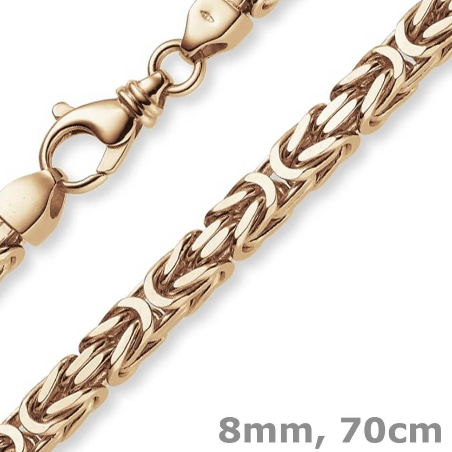 8mm Kette Halskette Königskette aus 585 Gold Rotgold massiv 70cm Herren