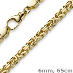6mm Kette Halskette Königskette aus 750 Gold Gelbgold, 65cm, Herren