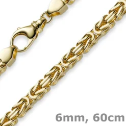 6mm Kette Halskette Königskette aus 585 Gold Gelbgold, 60cm, Herren