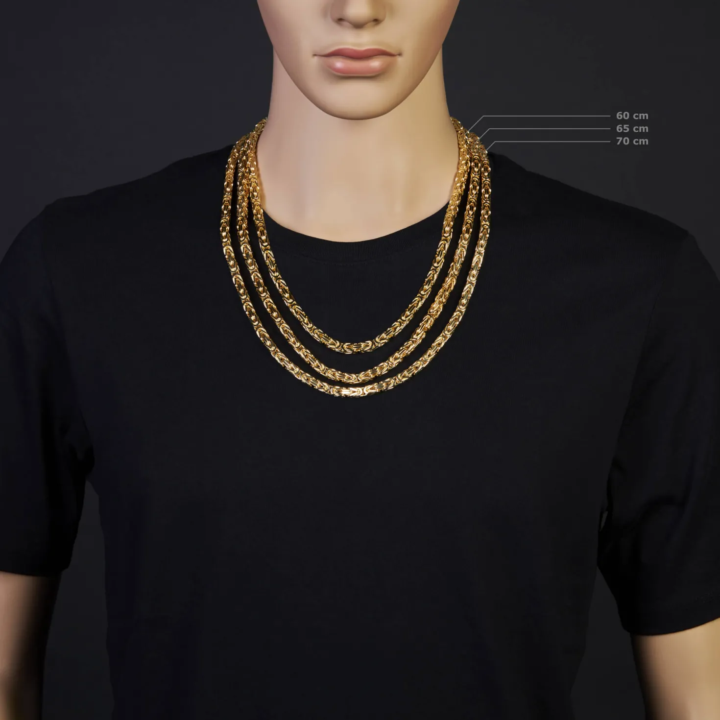 6mm Kette Halskette Königskette aus 750 Gold Gelbgold, 70cm, Herren