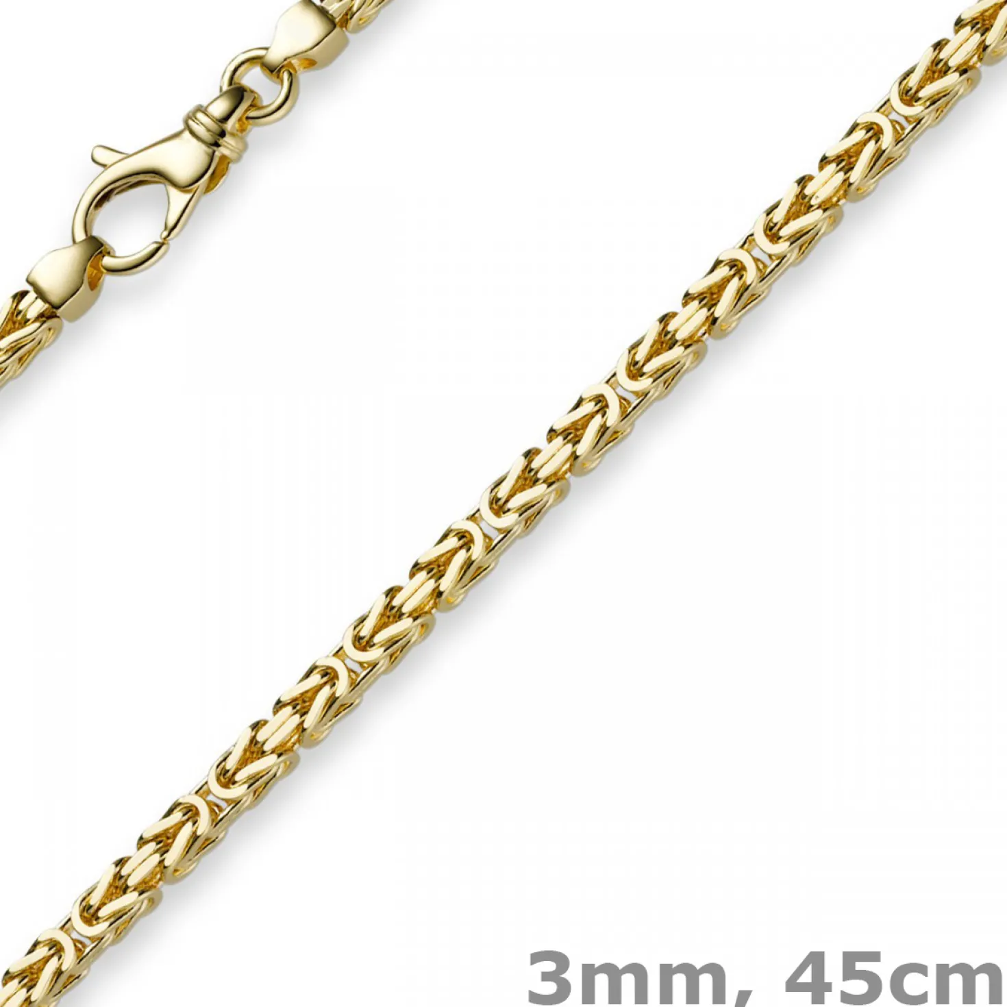3mm Kette Halskette Königskette aus 750 Gold Gelbgold, 45cm, Unisex