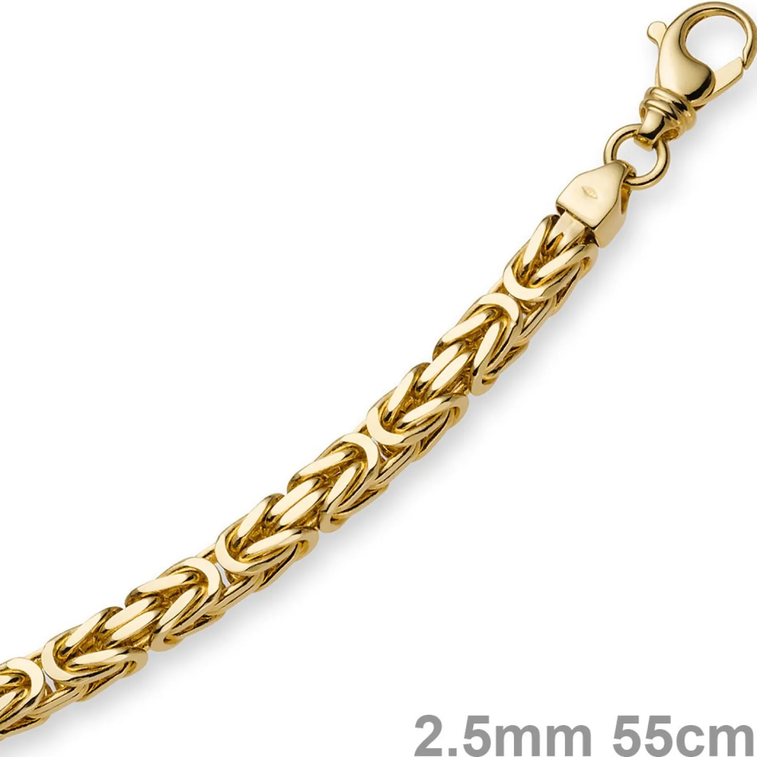 2,5mm Kette Halskette Königskette aus 750 Gold Gelbgold, 55cm, Unisex