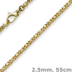2,5mm Kette Halskette Königskette aus 750 Gold Gelbgold, 55cm, Unisex