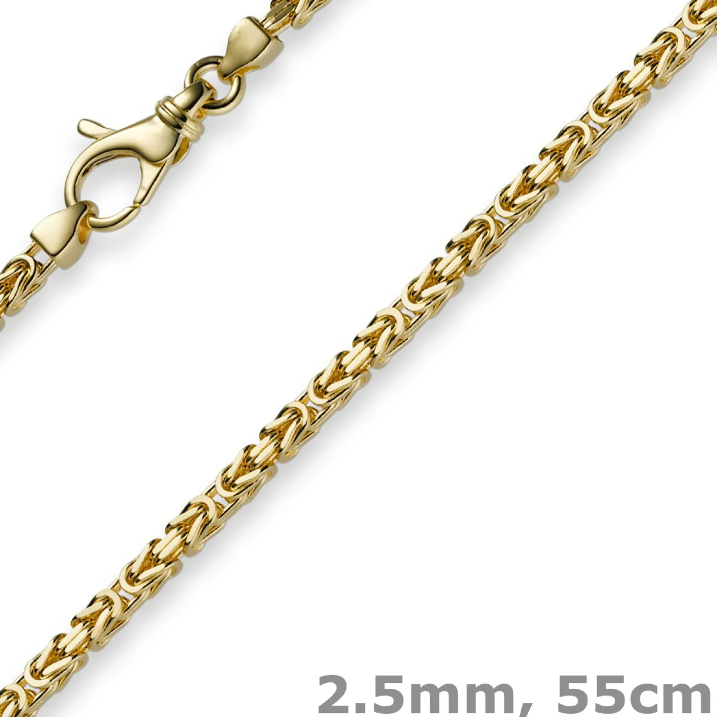 2,5mm Kette Halskette Königskette aus 750 Gold Gelbgold, 55cm, Unisex