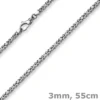 3mm Kette Halskette Königskette aus 585 Gold Weißgold massiv 55cm