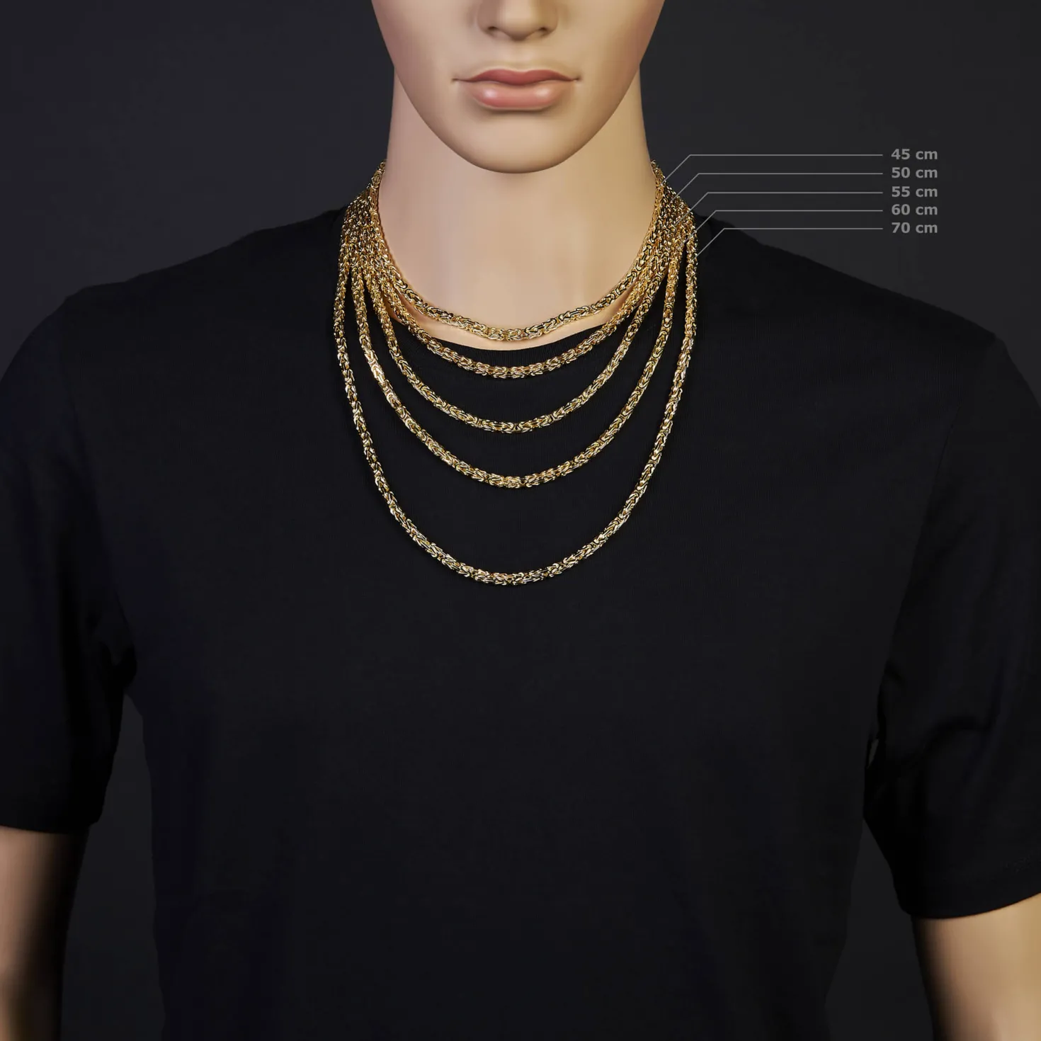 4mm Kette Halskette Königskette aus 750 Gold Gelbgold, 70cm, Herren