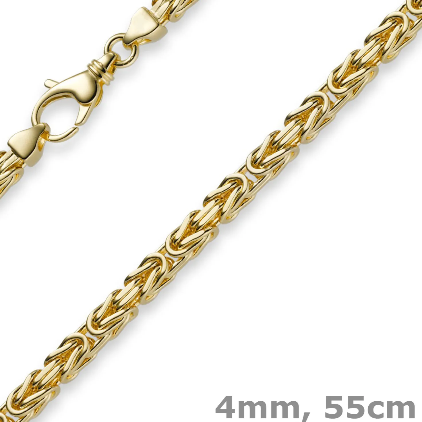 4mm Kette Halskette Königskette aus 750 Gold Gelbgold, 55cm, Herren
