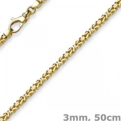 3mm Kette Halskette Königskette aus 750 Gold Gelbgold, 50cm, Unisex