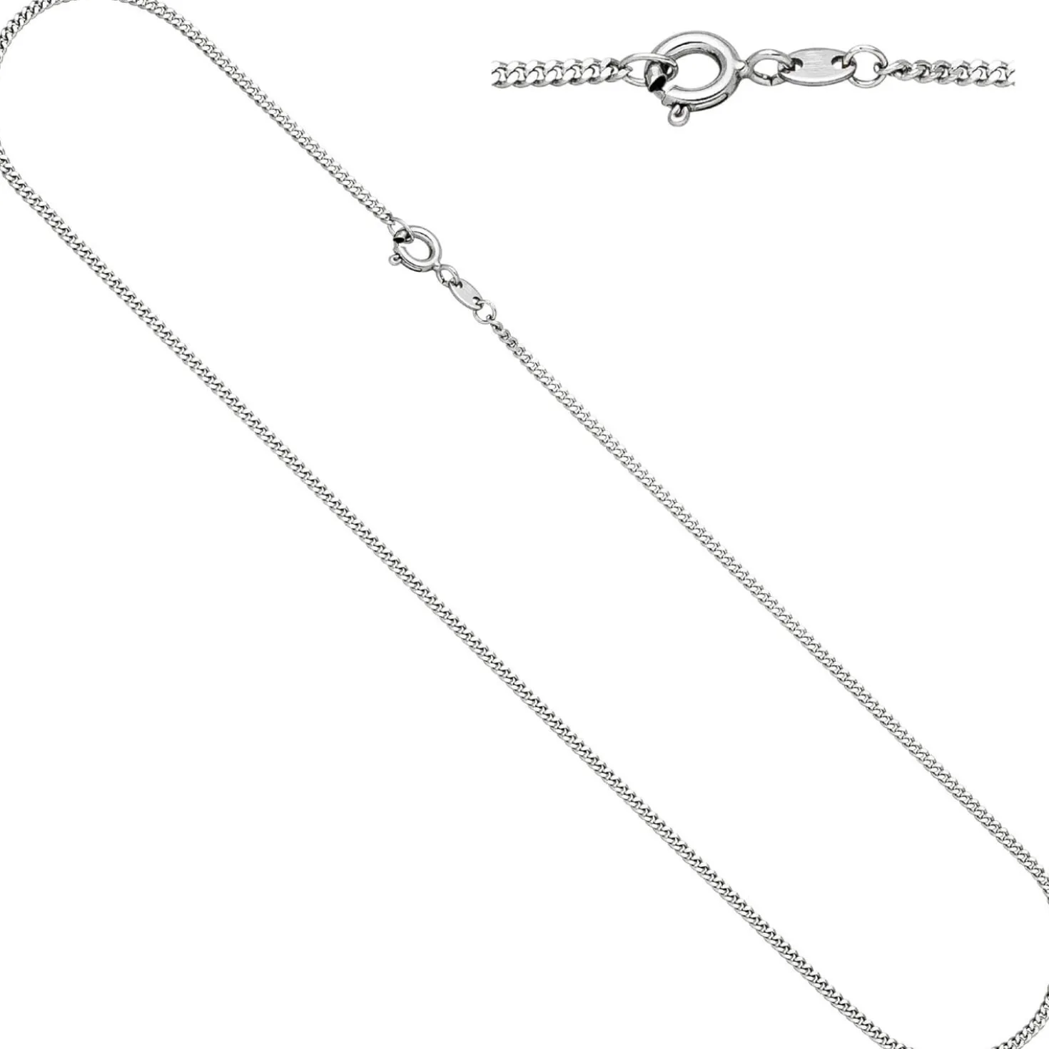 1,7 mm Kette Panzerkette aus 585 Gold Weißgold Halskette Halsschmuck, 50cm