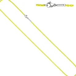2,1mm Kette Rundankerkette aus Edelstahl mit gelben Lackierung Halsschmuck, 45cm