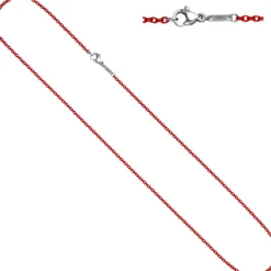 1,9mm Kette Rundankerkette aus Edelstahl mit roten Lackierung Halsschmuck, 45cm
