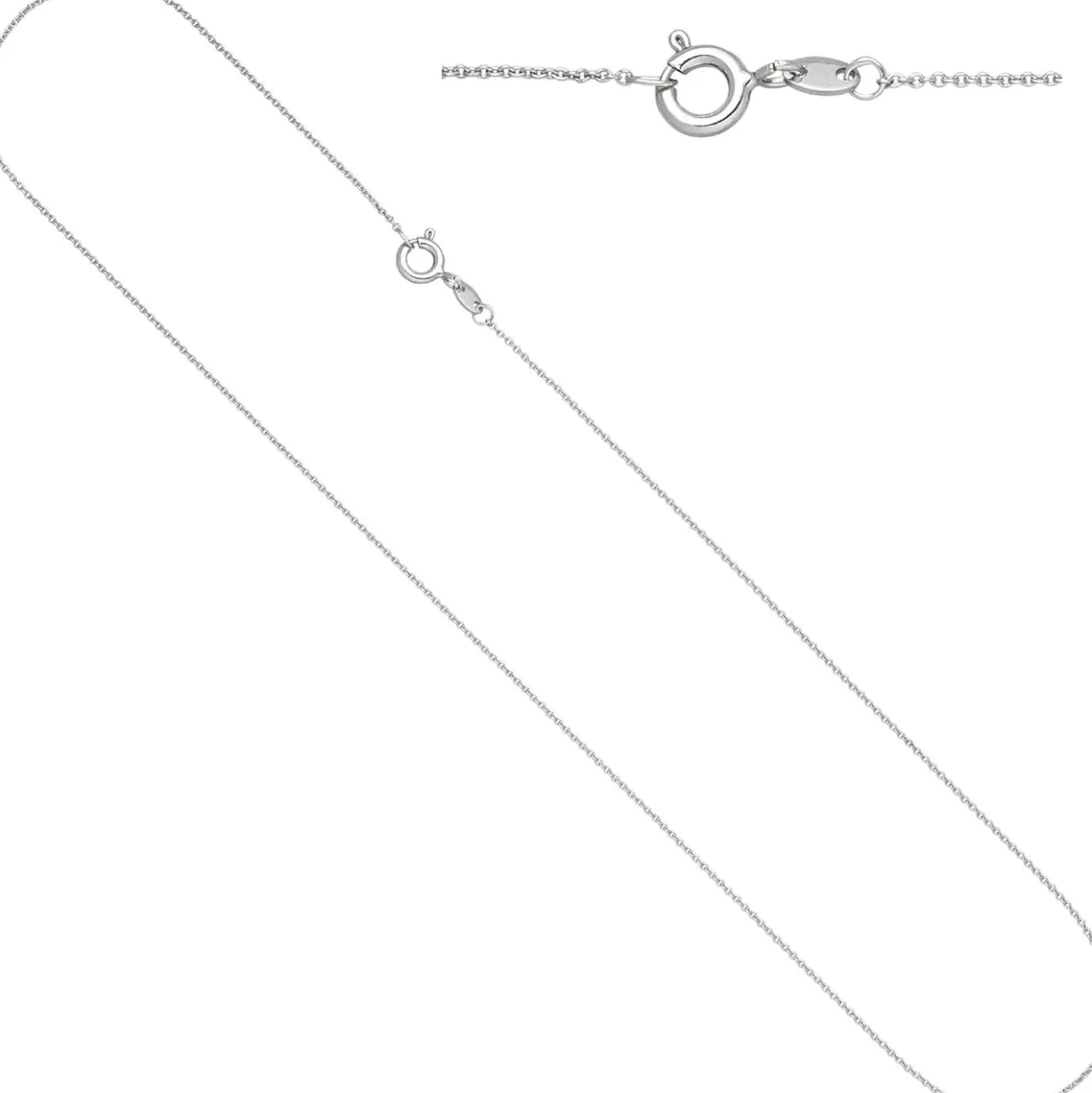 0,9mm Kette Rundankerkette, 333 Gold Weißgold Halsschmuck Weißgoldkette, 40cm