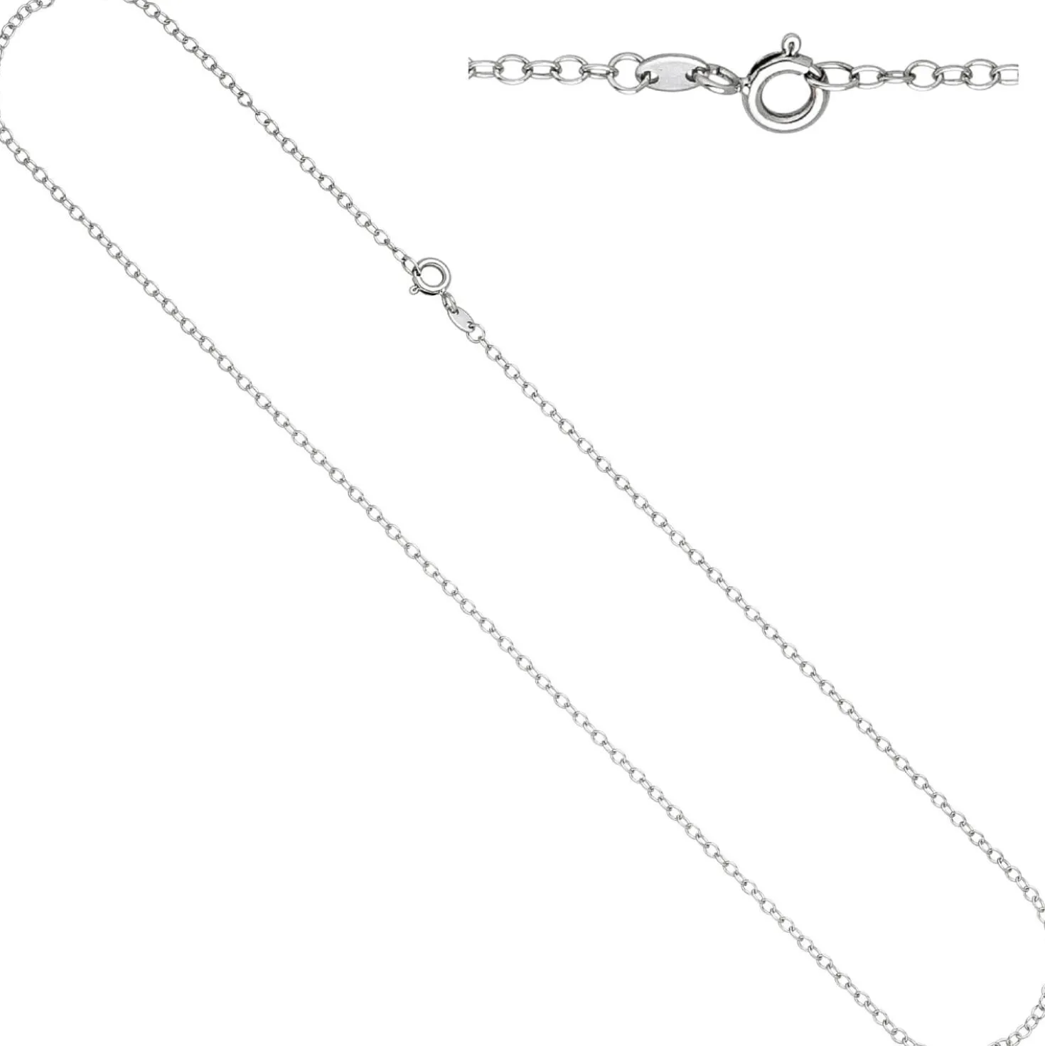 2mm Kette Weitankerkette 333 Gold Weißgold Halsschmuck Weißgoldkette, 50cm