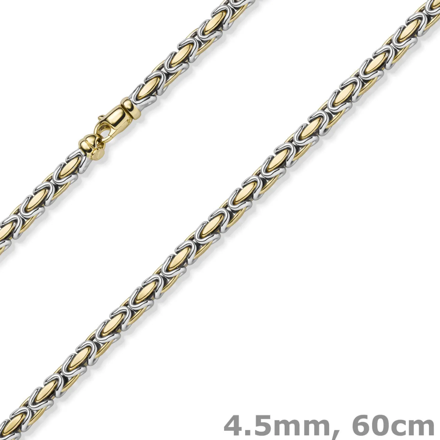 4,5mm Königskette Halskette Kette aus 585 Gold gelb/weiß bicolor 60cm Unisex
