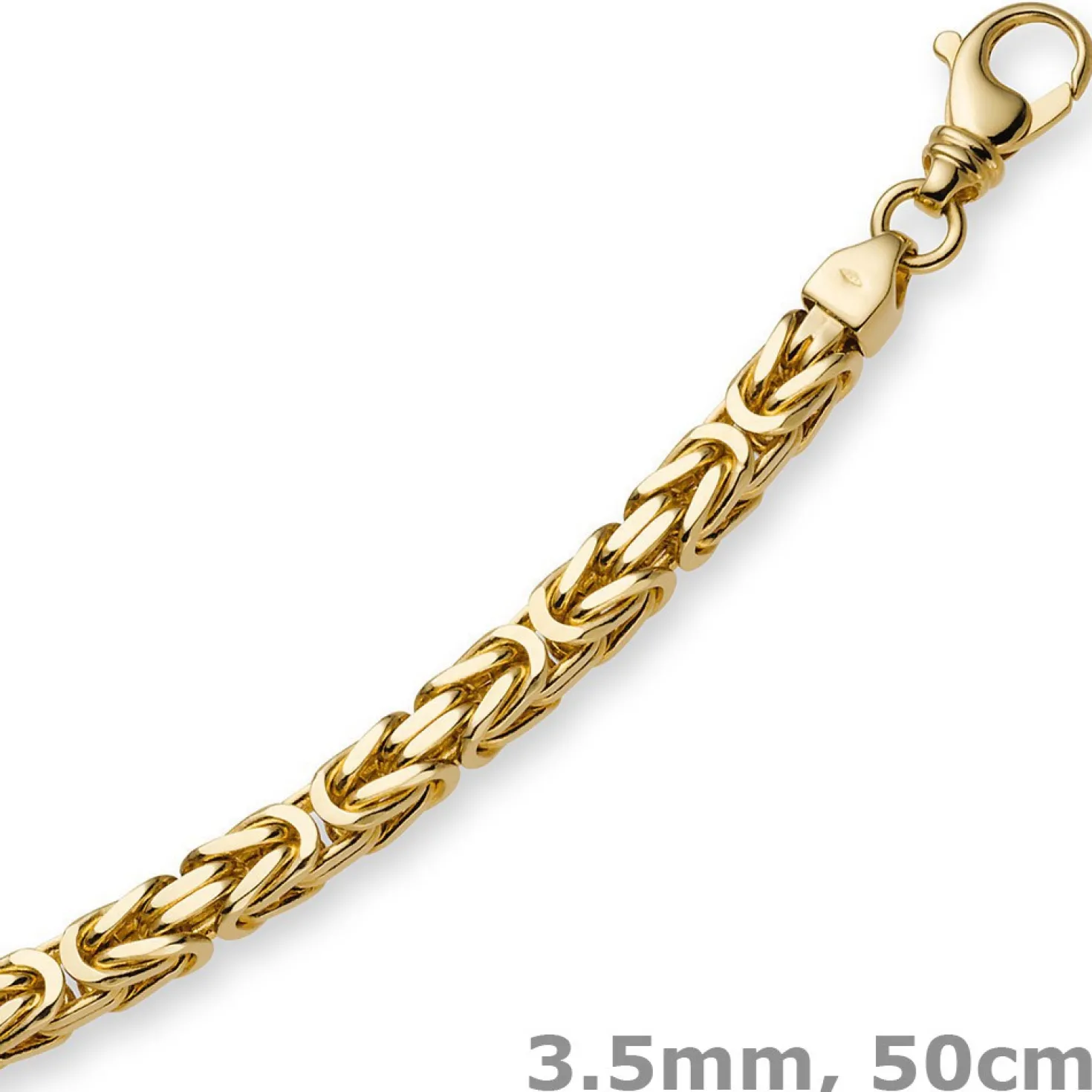 3,5mm Königskette Halskette Kette aus 750 Gold Gelbgold, 50cm, Unisex