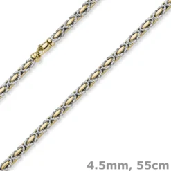 4,5mm Königskette Halskette Kette aus 585 Gold gelb/weiß bicolor 55cm Unisex