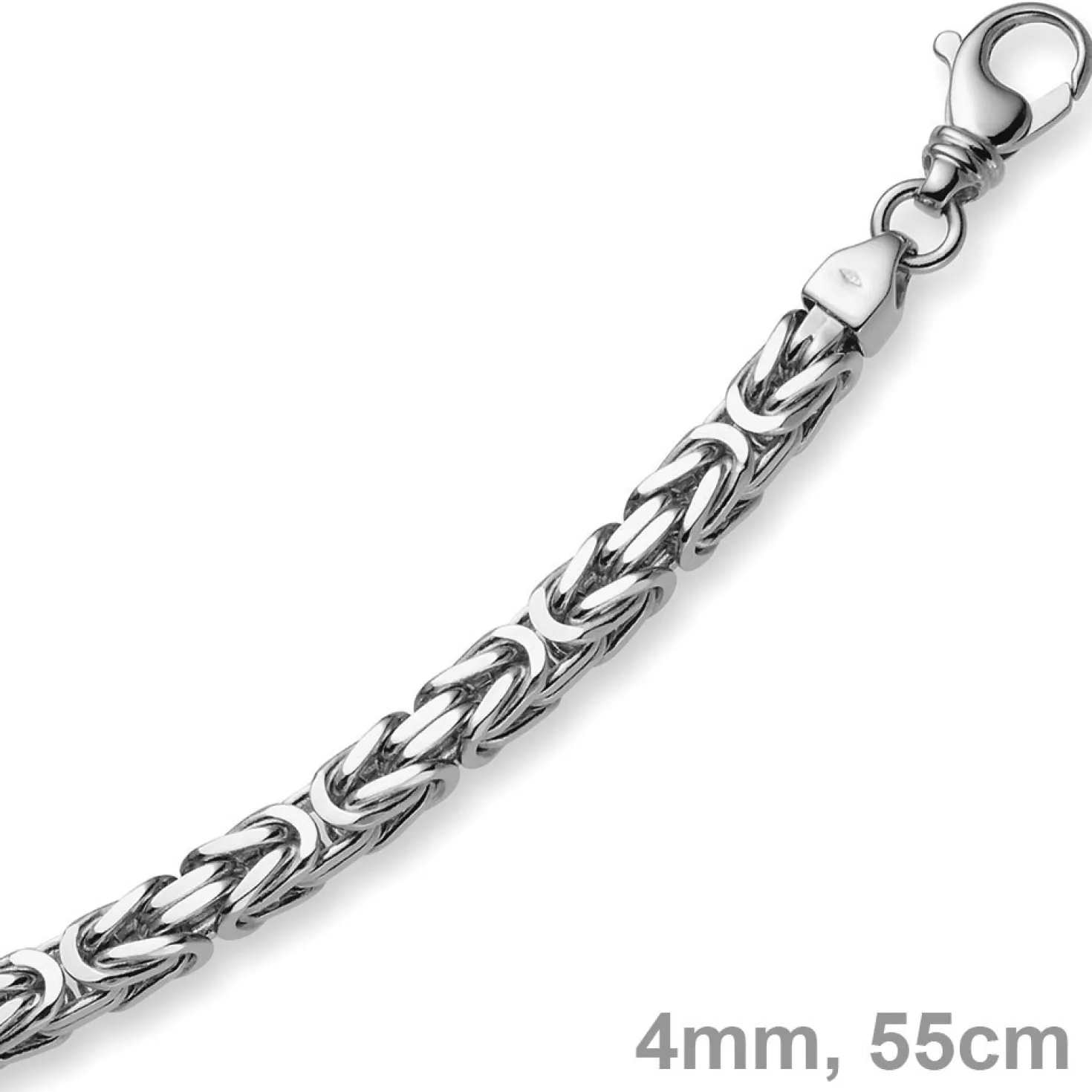 4mm Königskette Kette aus 750 Weißgold, massiv, 55cm, Goldkette Herren