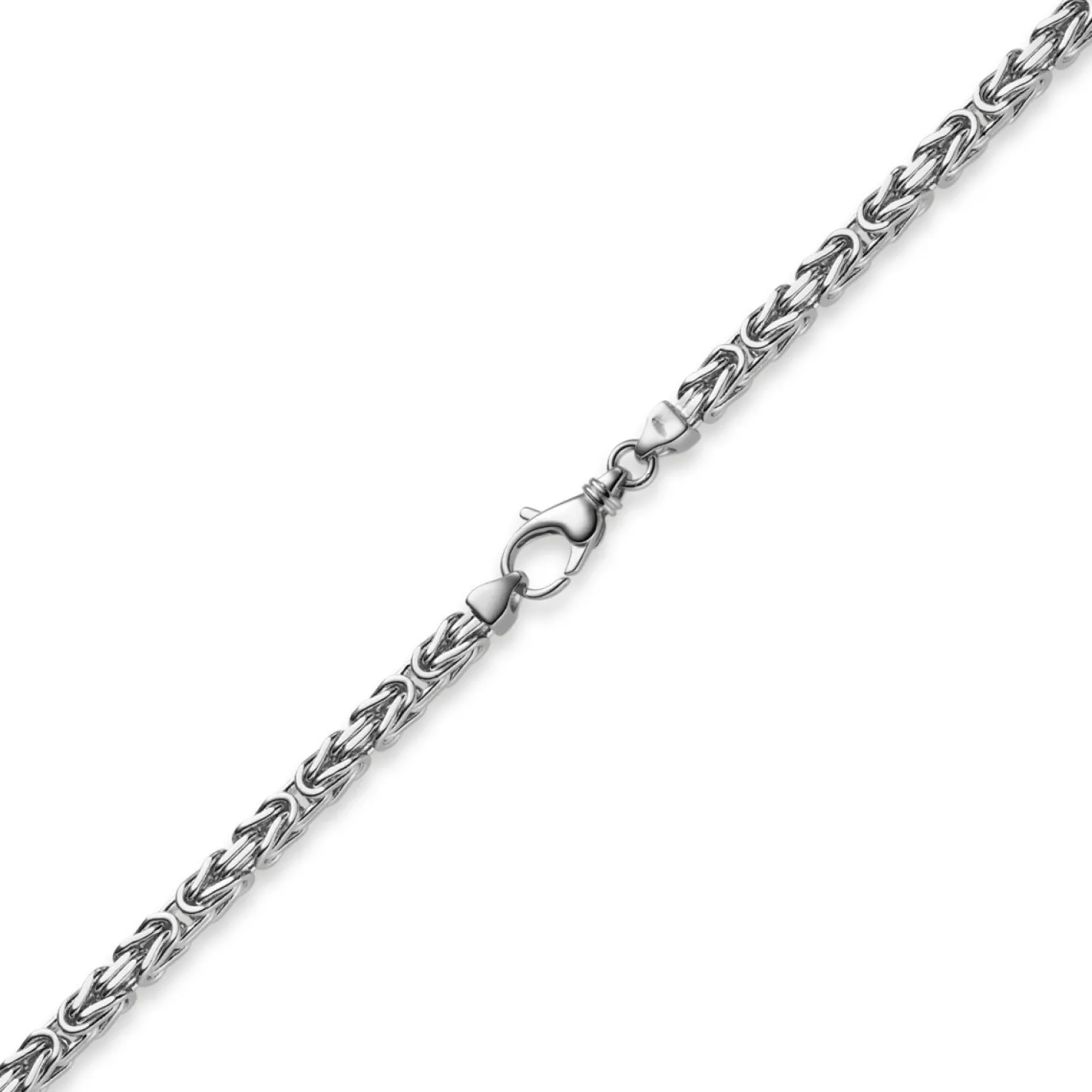 4mm Königskette Kette aus 750 Weißgold, massiv, 55cm, Goldkette Herren