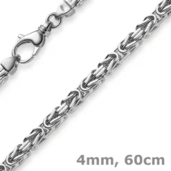 4mm Königskette Kette aus 585 Weißgold, massiv, 60cm, Goldkette Herren