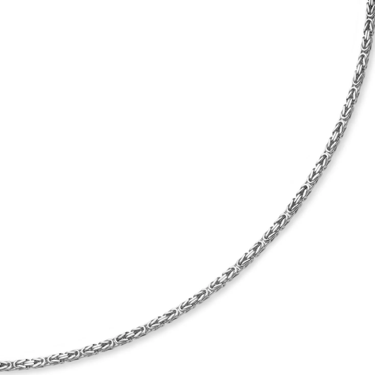 4mm Königskette Kette aus 750 Weißgold, massiv, 70cm, Goldkette Herren