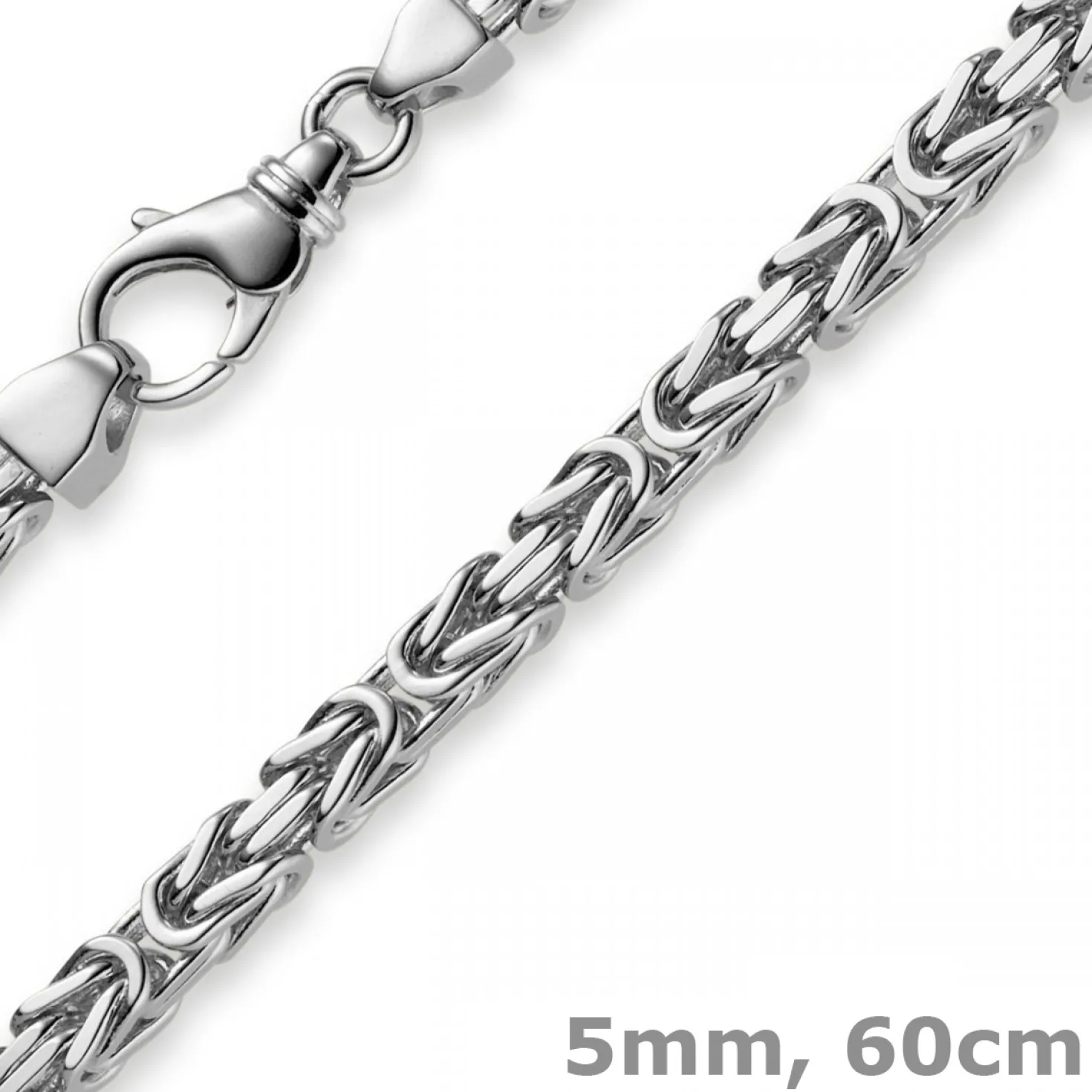 5mm Königskette Kette Halskette aus 750 Gold Weißgold, 60cm, Herren